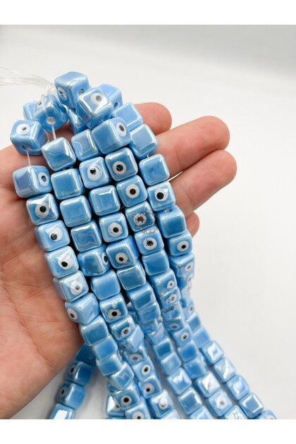 10x10 Cube Evil Eye Dice Ceramic Jewelry Making Bracelet Necklace Accessory Bead (1 SERIES)