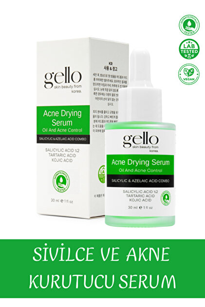 GELLO Akne Kurutucu Serum (SALİCYLİC & AZELAİC ACİD KOMBİNASYONU