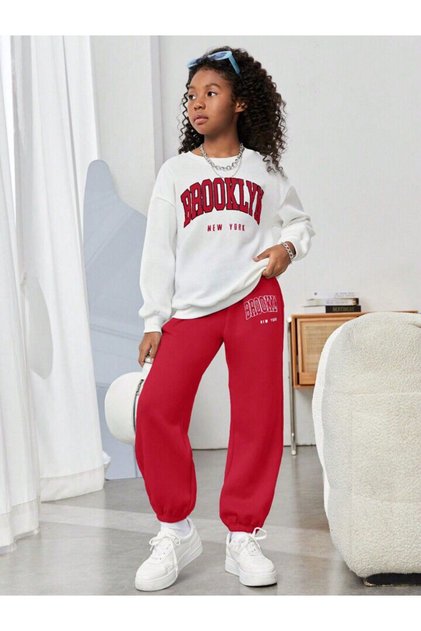 Kids Brooklyn Printed Oversize Sweatshirt Sweatpants Set Hoodie