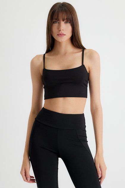 Siyah Kalın Askılı Crop Top