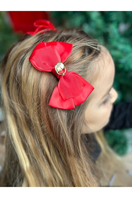 Custom Design 2-Piece Metal Layered Tulle Bow Red ATATURK PADGE Crescent Star Brooch Clip Buckle Set