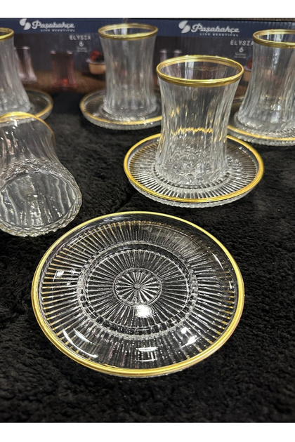 Gold Detaylı 6 adet Çay Tabağı