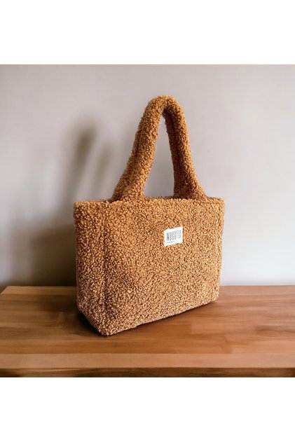 Teddy Plush Tan Brown Shoulder Bag