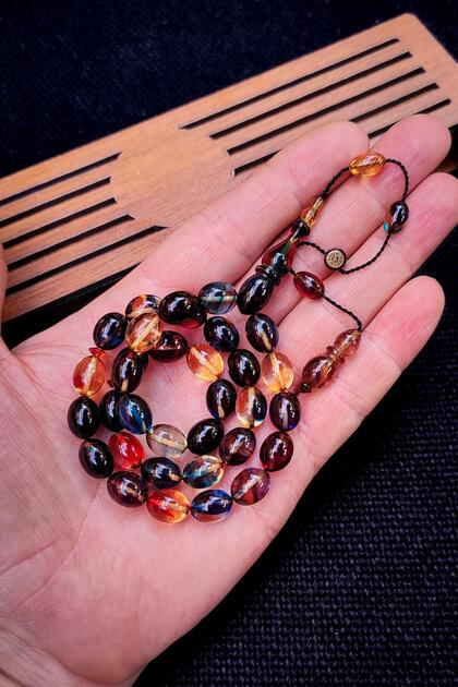 8X11 mm Precision Delim Bonibon Fire Amber Prayer Beads | Ayhan Turan Usta Signed Rosary