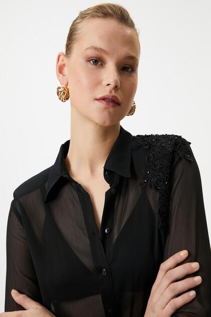 Women's Black Shirt 4WAK60511UW