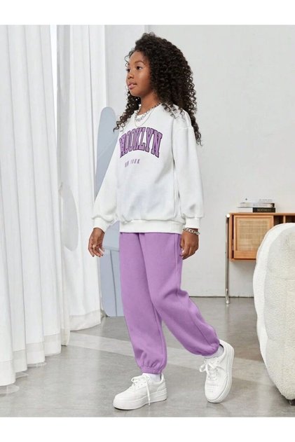 Kids Brooklyn Printed Oversize Sweatshirt Sweatpants Set Hoodie
