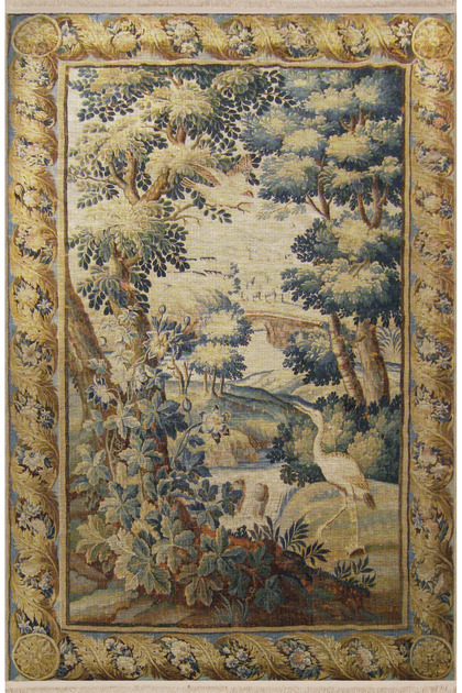 Multicolored Tapestry Design River and Stork Pattern Vintage Decorative Carpet 2891