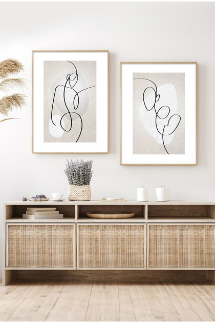 Ahşap 2'li Minimalist Tablo