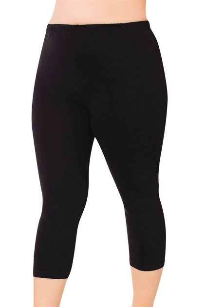 Plus Size Below the Knee Length Cotton Fabric Elastic Waist Women's Leggings