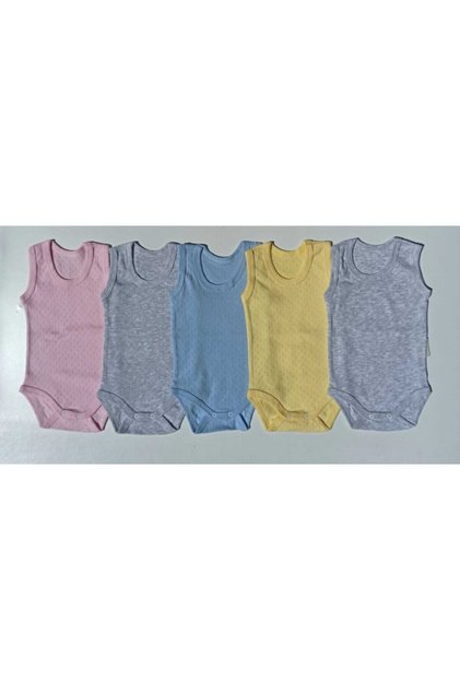 Unisex Baby Colorful Jacquard Air Conditioned Strappy Snap Body 5 Pack