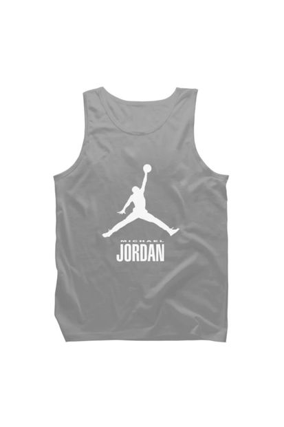 Fandomya Casual NBA Jordan Gri Askılı Tişört Atlet - ST153CSL1222 - 1