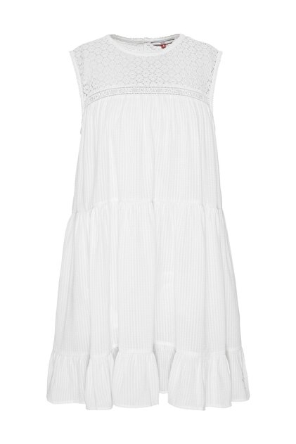 Tommy Hilfiger Kadın Beyaz Elbise Tjw Summer Sleeveless Lace Dress DW0DW06660 - 3
