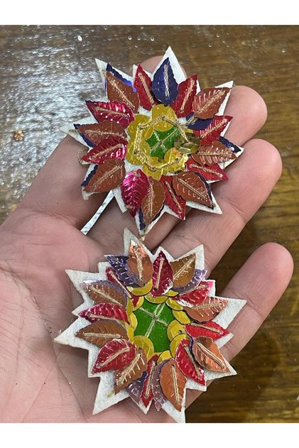 Diameter 6 Cm Pack of 2 Colorful Sequin Flower Applique Rigging Patch Sewing Accessory