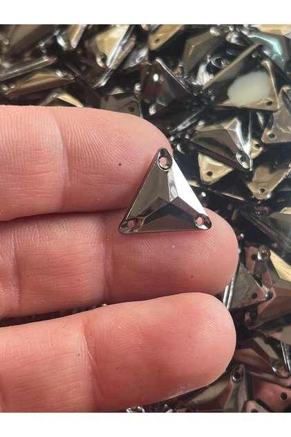1.5 cm Triangle Smoked Bright Glass Perforated Beads Stone Accessory50 Pieces