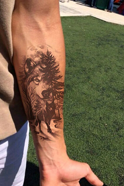 Yalnız Kurt Geçici Kurt Dövmesi Wolf Tattoo