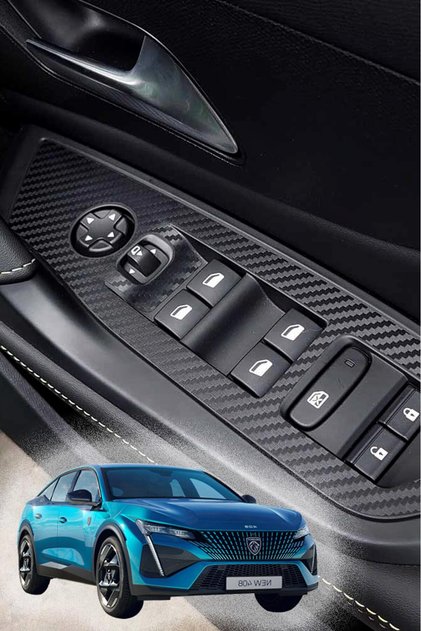 Peugeot 408 Compatible Inner Trim Foil Coating Set / Matte Carbon Black