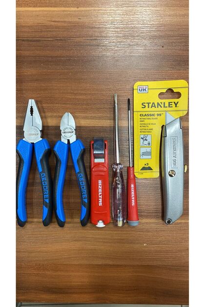 6 Parça Profesyonel Usta Seti 180 MM Pense , 160 MM Yan Keski İzeltaş Set