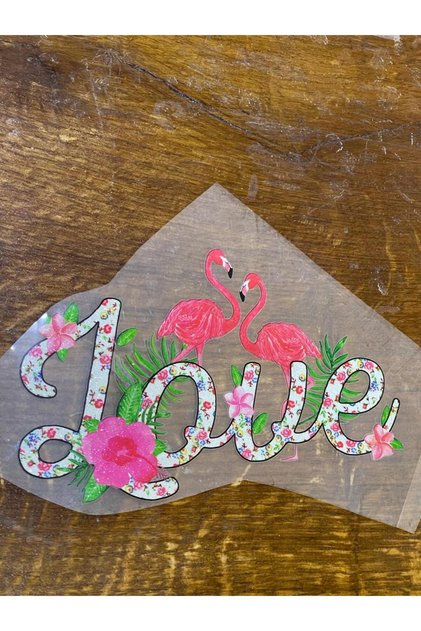 20x11 Cm Iron-on Print Swan Love Written Applique T-Shirt Print
