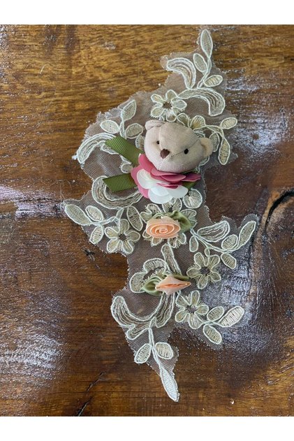 13x25 Cm Tulle Guipure Teddy Bear Floral Applique Rigging Sewing Accessory Hobby Material