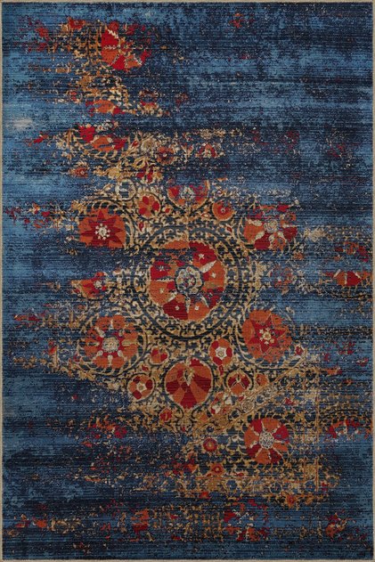 Blue Themed Abstract Design Floral Pattern Creative Modern Decorative Rug 2956