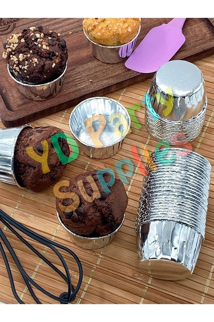 Silver Metallic Muffin Cake Mold 25 Pieces 50x39