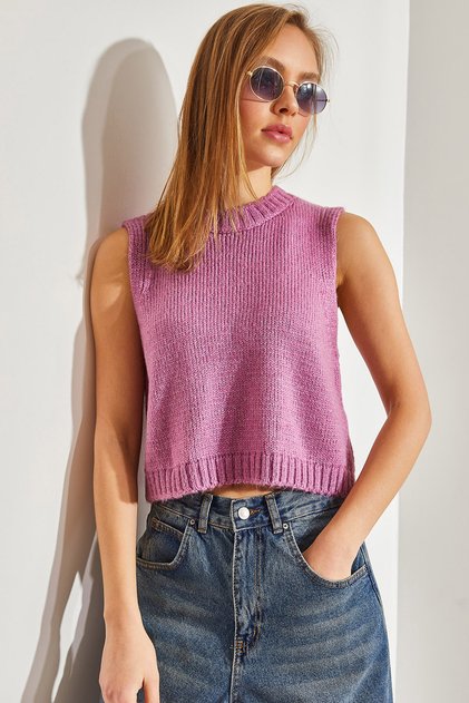 Women's Dusty Rose Crop Sweater Stk103