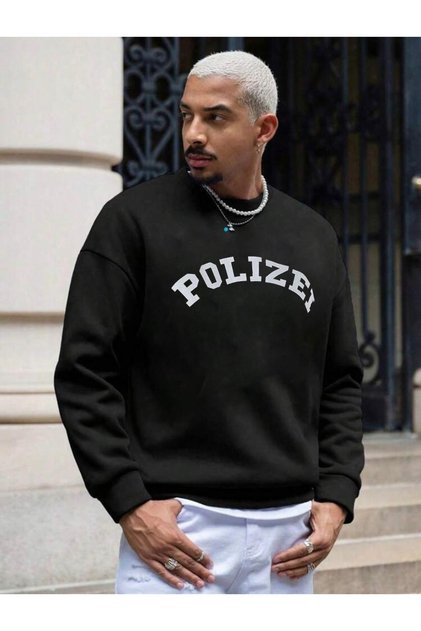 POLICE Printed Black Crew Neck Sweatshirt