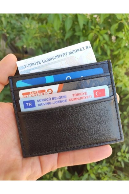 Faux Leather Men's Black Wallet (10cm 9cm)