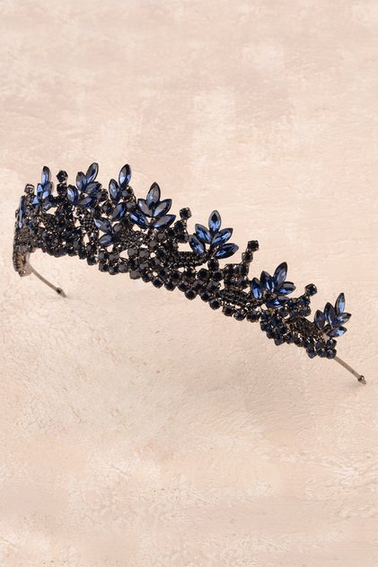Crystal Rhinestone Bridal Wedding Crown Princess Crown for Special Day and Parties Blue