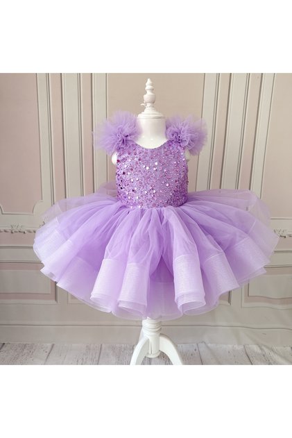 Lilac beaded girl special occasion birthday dress
