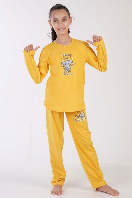 Girl's Long Sleeve Yellow Pajamas Set C3T0N7O122