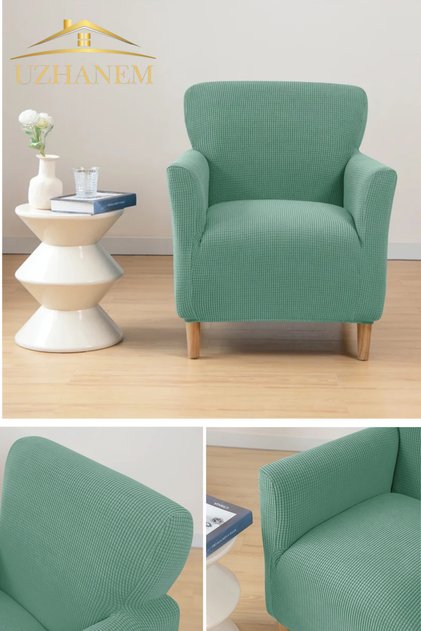 Lycra Stretch Elastic Flexible Washable Square Pattern Single Seat Cover Sofa Cover (Mint)