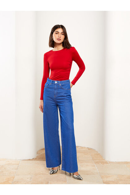 Women's High Waist Wideleg Straight Jeans