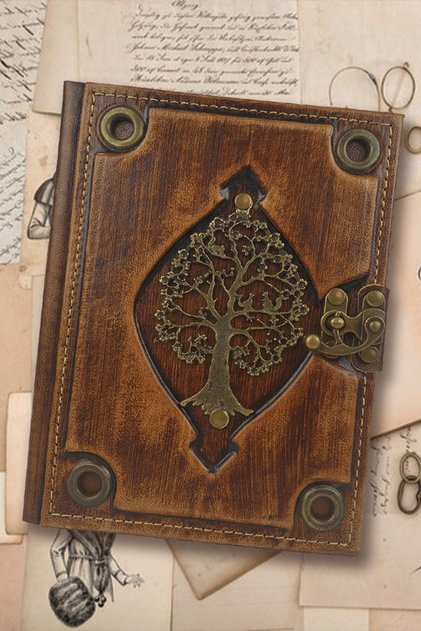 Kahverengi Hayat Ağacı Deri Defter