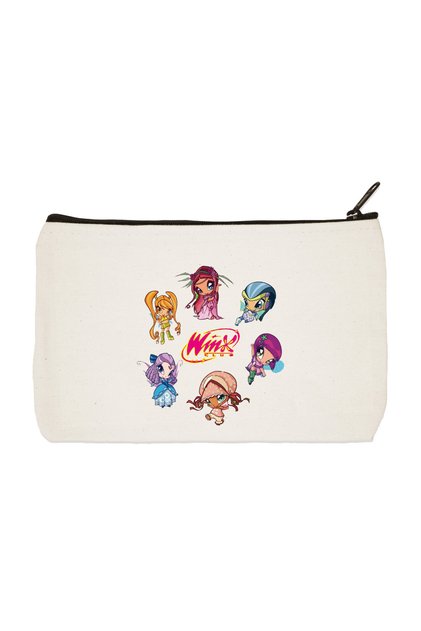 Winx Group Printed Tote Makeup Bag Pen Holder Hand Bag