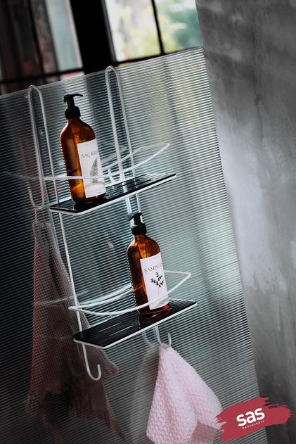 Crystal Shelf Bathroom Organizer Shampoo Holder White-Black Dşbs