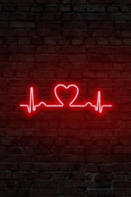 Kalp Ritimi Neon Led Duvar Yazısı Dekoratif Işıklı Gece Lambası Duvar Süsü