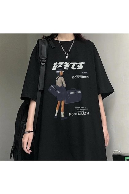 March Iddeverray Printed Black Unisex Oversize T-shirt