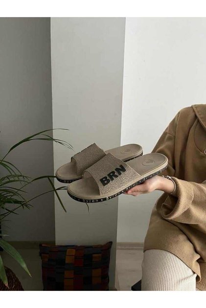 Unisex Anatomical Non-Slip Sole Bathroom Pool WC Daily Slippers Brn