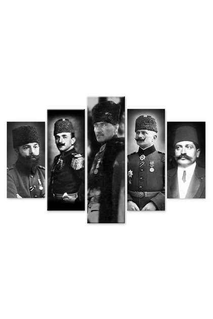 Cemal Paşa, Enver Paşa, ATATÜRK, Fahrettin Paşa, Talat Paşa 5 Parça Kanvas Tablo