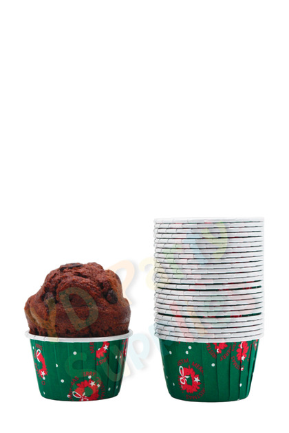 Yılbaşı Desenli Muffin Kek Kalıbı 50 Adet 50x39