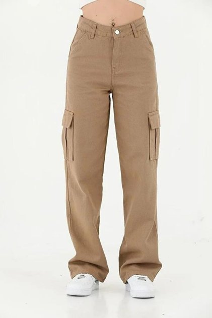 Children's Cargo Pocket Detailed High Waist Wide Leg Jeans