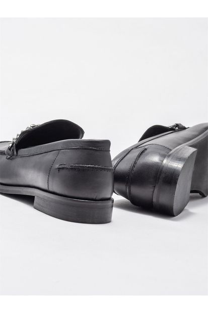 Elle Shoes Siyah Deri Kadın Loafer - 4