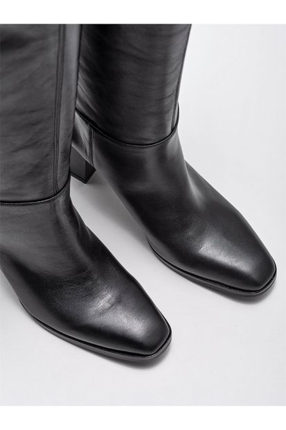 Elle Shoes Siyah Deri Kadın Günlük Çizme - 3