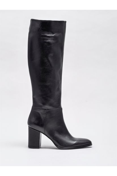 Elle Shoes Siyah Deri Kadın Günlük Çizme - 1