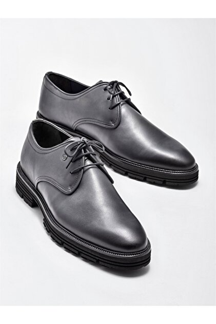 Elle Shoes Gri Deri Erkek Klasik Ayakkabı - 2