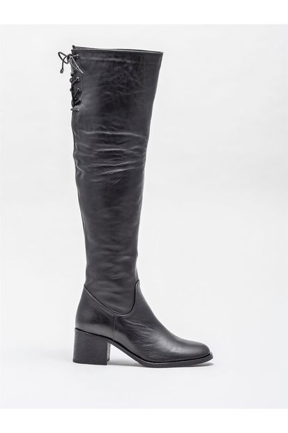 Elle Shoes Siyah Deri Kadın Çizme - 1