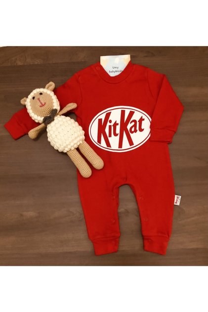 Unisex Baby Red Kitkat Printed Jumpsuit