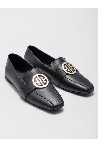 Elle Shoes Siyah Deri Kadın Günlük Ayakkabı - 2