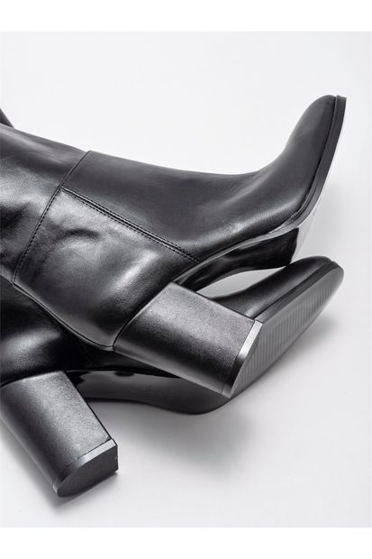 Elle Shoes Siyah Deri Kadın Günlük Çizme - 4